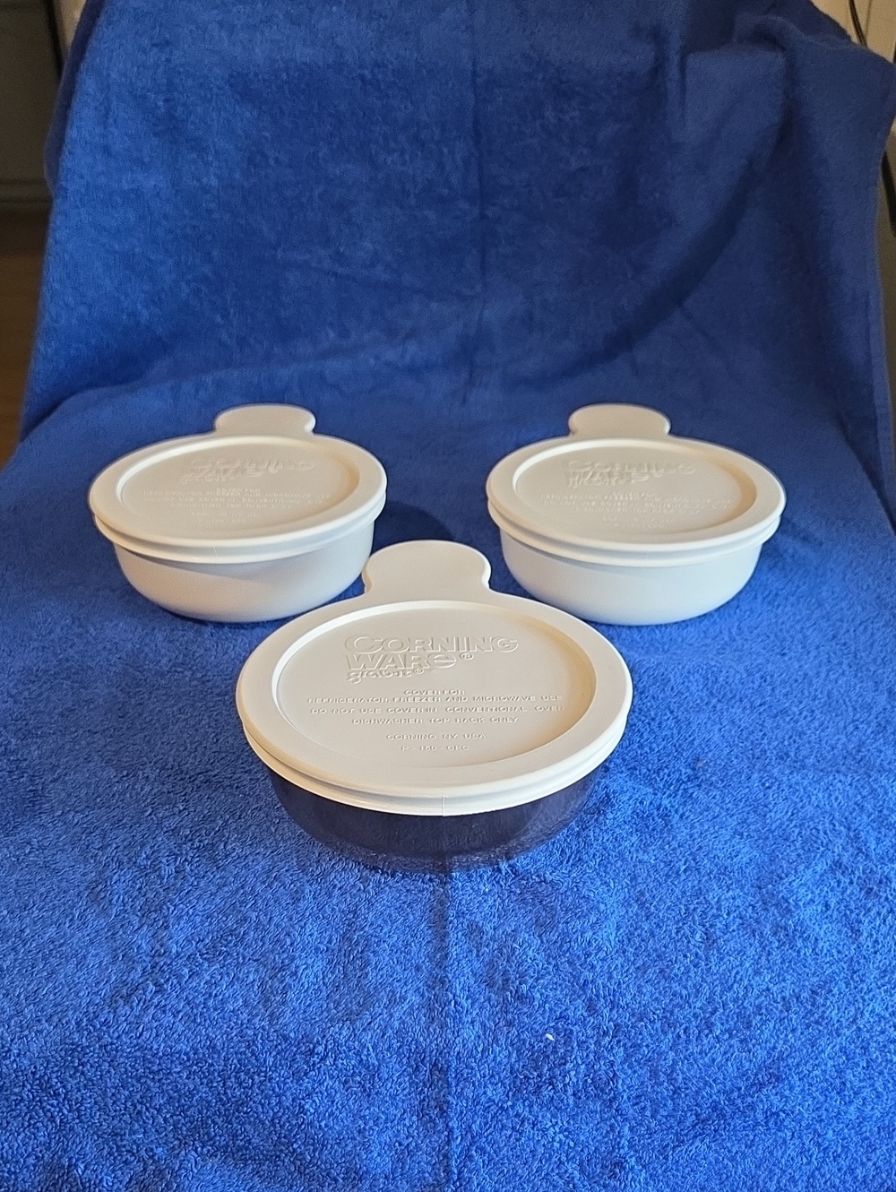 Three Corning Grab-It Dishes